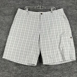 Adidas Shorts Mens Size 40 Gray Plaid Chino Golf Outdoor Casual 11" Inseam